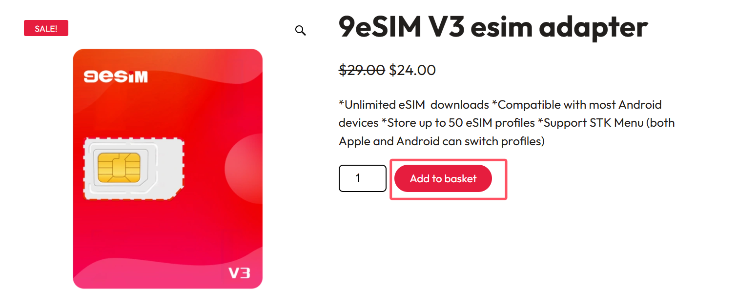 9esim Add to basket